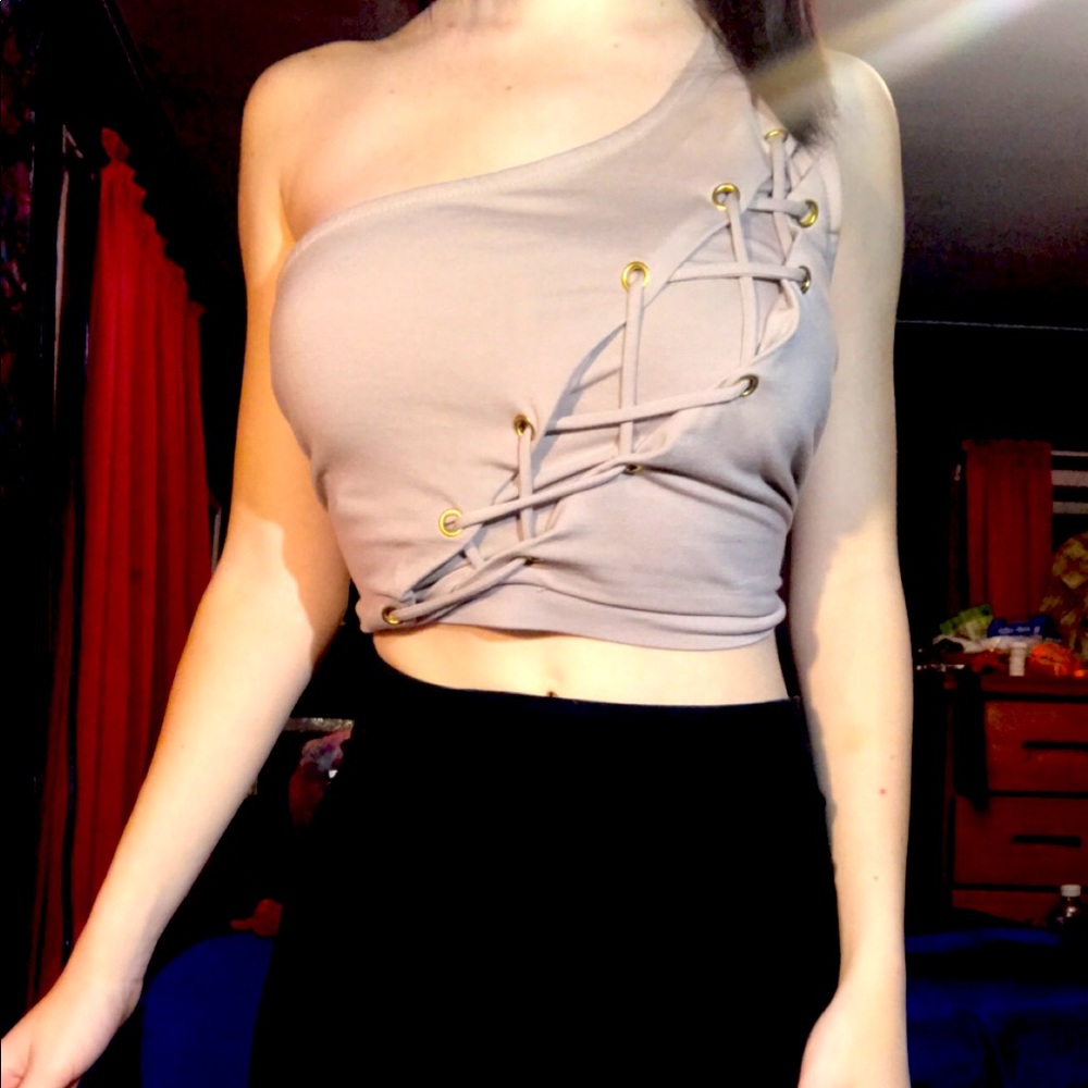 Charlotte Russe One Shoulder Crop Top